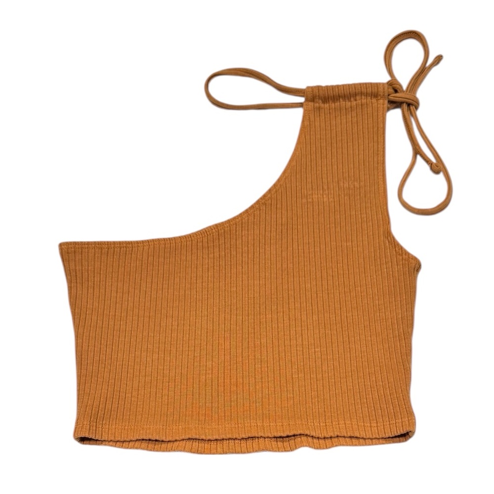 NWOT AERIE One Shoulder Tie Stretchy Ribbed Crop Top Small - Picture 3 of 5